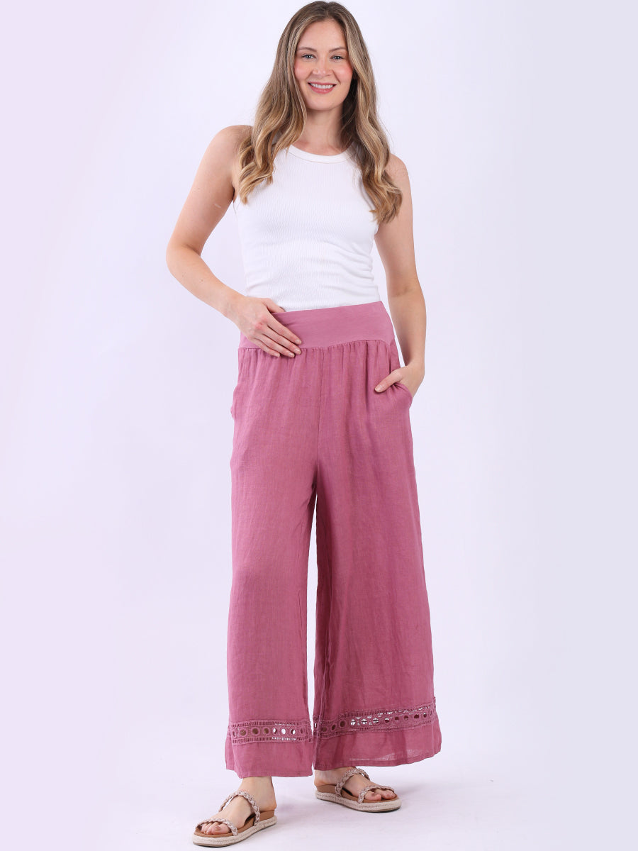 Bianca Linen Wide Legs Pants Raspberry